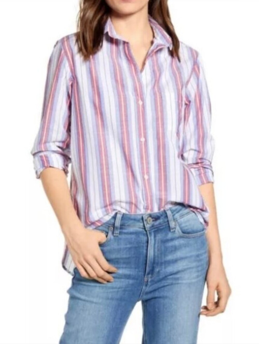 Grayson The Hero Jasmine Striped Button Down Shirt Classic Cotton Preppy Size S